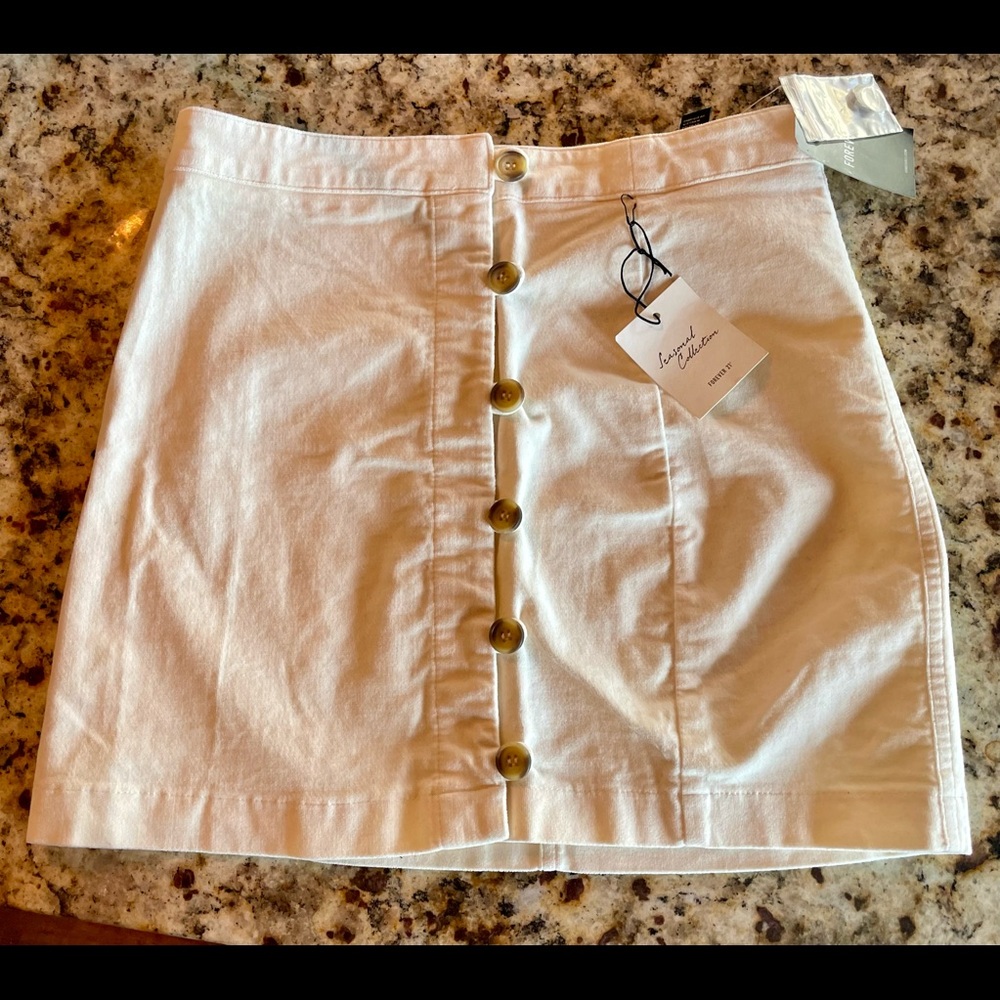 NWT Forever 21 Brushed Cotton Button-Down Mini Skirt